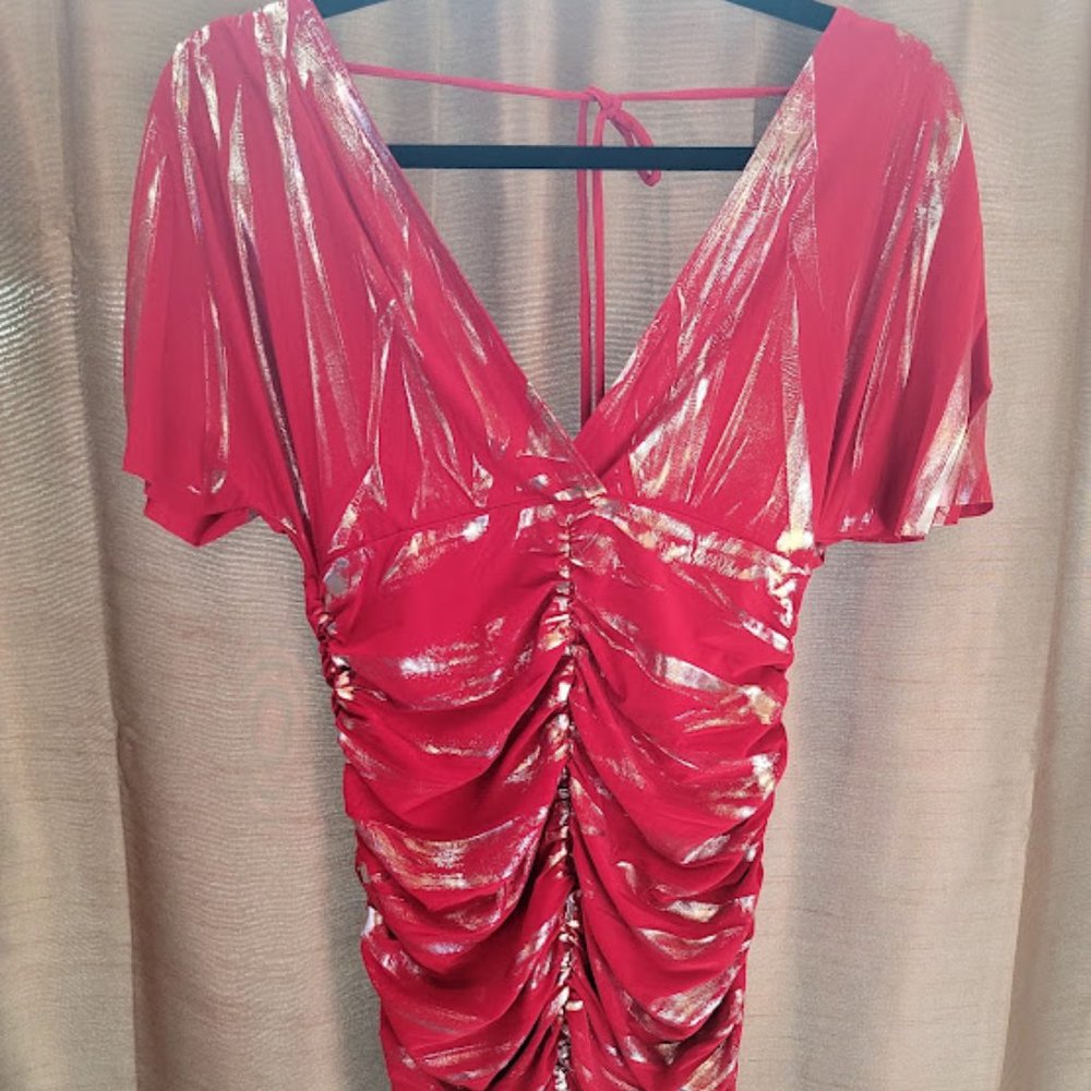 FD Brand Red Dressy Ruched Mini Size Medium